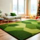 Handcrafted Green Geometric Modern Living Room Rug